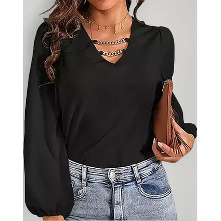 Blusa Para Dama De Moda Casual Camisa Sexy Con Cuello En V