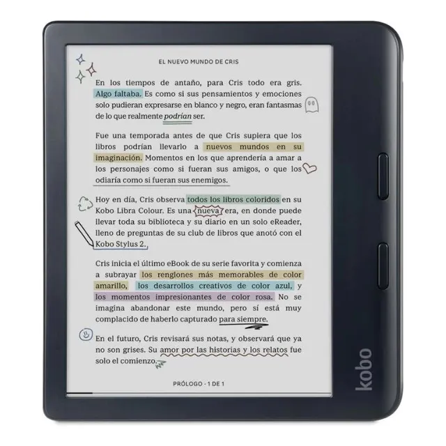 Kobo Libra Colour Hd 7.0 Negro + Funda Premium Y 2 Mica Pack Kobo Libra Negro Mas Funda Negra