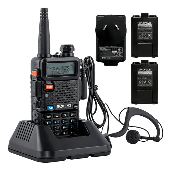 Handy Baofeng BI-Banda UV 5R Comunicación Batería Recargable Digital Color Negro