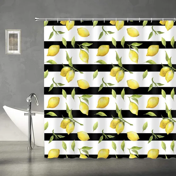 Abaysto Linda Cortina Ducha Verano Hoja Limon Baño Tela Verd