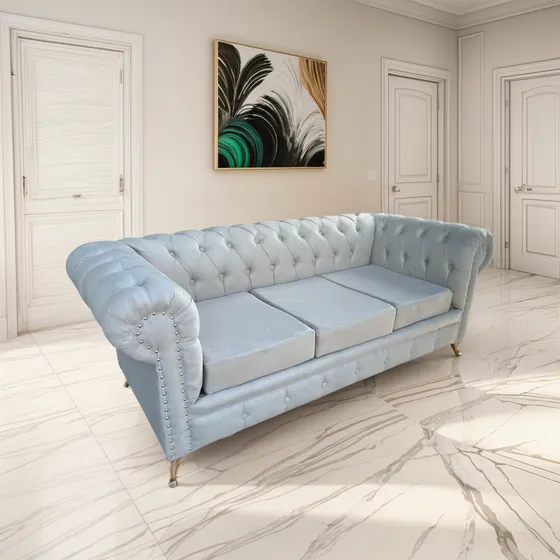 Sillón Chesterfield 3 Cuerpos. Tapizado En Pana