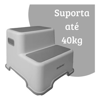 Banquinho Banheiro Infantil Antiderrapante 2 Degraus Cinza Banquinho Banheiro Infantil Antiderrapante 2 Degraus Cinza