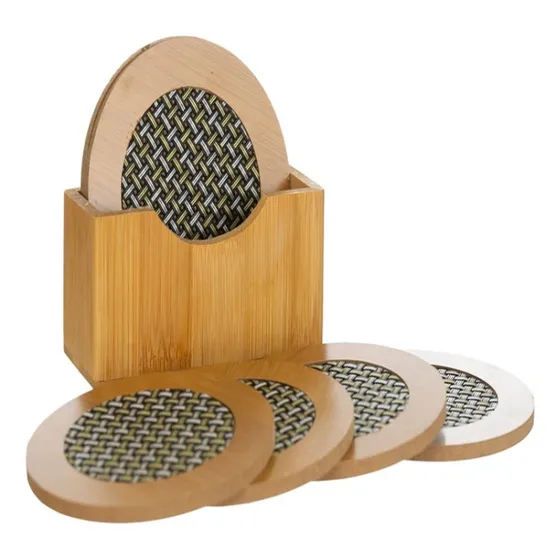 Pack 6 Posavasos De Madera Elegantes Con Aislamiento Termico