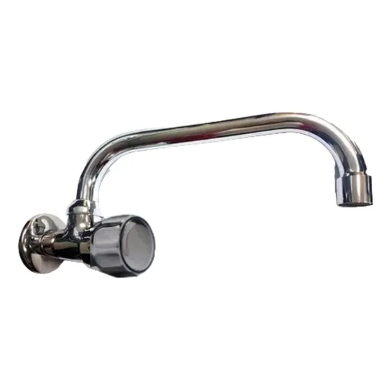 Canilla De Pared 1 Agua Con Cierre Ceramico Pico Movil Alto Color Plateado