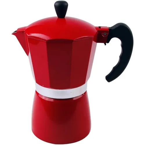 Cafetera italiana de aluminio para 6 tazas, color rojo