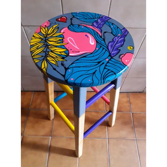 Bancos Pintados A Mano. Artes Exclusivos. Fluid Art.