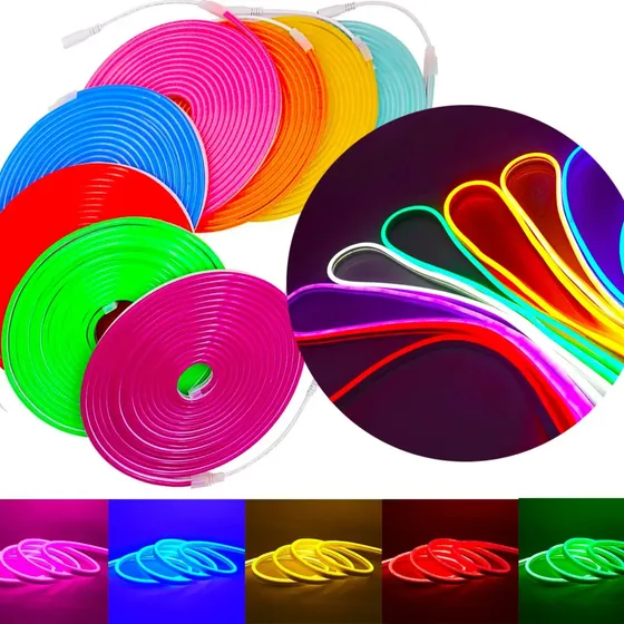 Fita Led Neon Flexível Alto Brilho Varias Cores 5 Metros