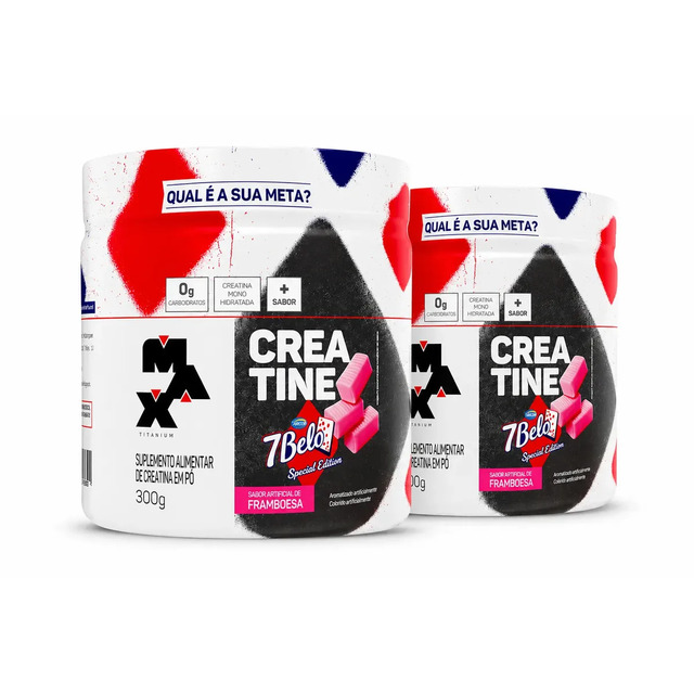 Kit 2 Creatina Max Titanium 7 Belo Sabor Framboesa 300g