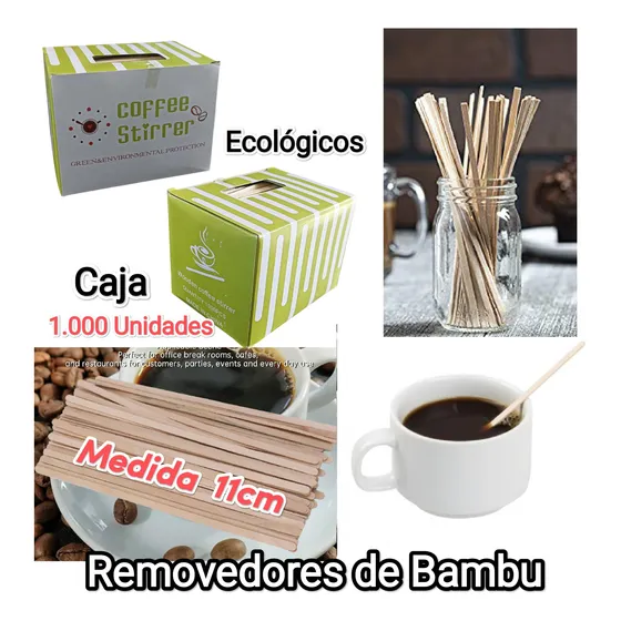 Removedores De Cafe Bebidas 11cm Bambu 1000 Unid