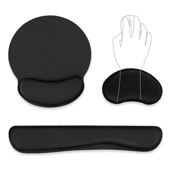 Juego Almohadillas Cojín Tapete Reposa Muñecas Teclado Ratón