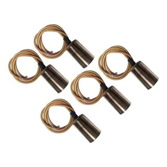 5 Soquete Lámparas Colgante Vintage Retro Liso E27 Bronce