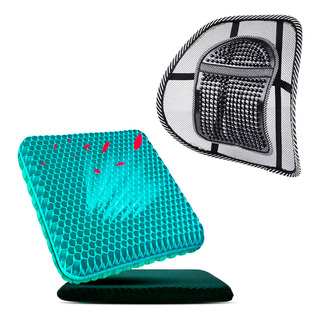 Kit Cojin Ortopedico Gel Transpirable Apoyo Respaldo Lumbar Kit Cojin Ortopedico Gel Transpirable Apoyo Respaldo Lumbar