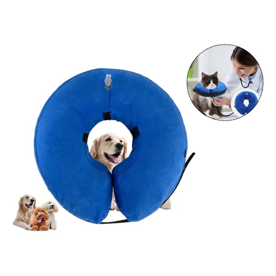 Colar Inflável Pet Pós Cirúrgico Recuperação Tam L: 38-50cm