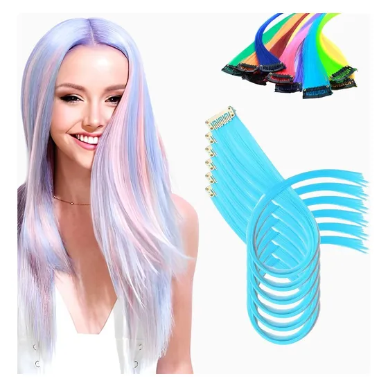 Kit 6 Mechas De Cabelo Coloridas Cosplay Festa Tic Tac 70cm