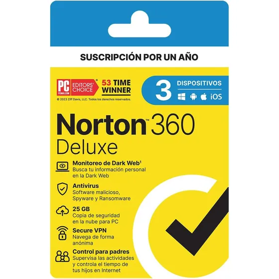 Antivirus Norton 360 Deluxe - 3 Dispositivos Licencia 1 Año