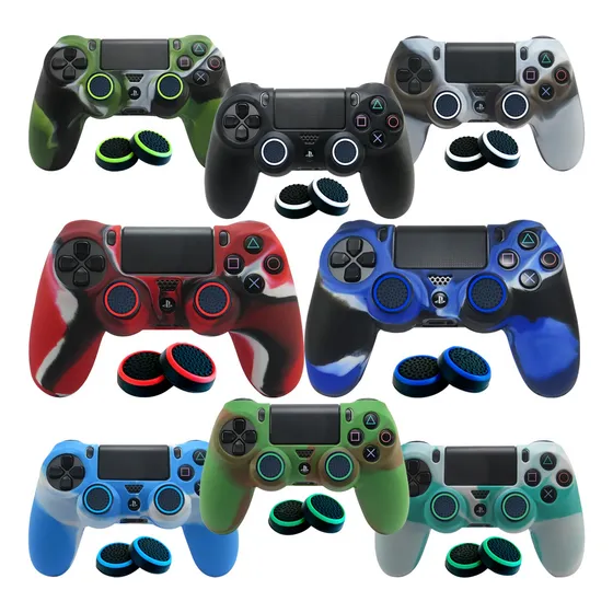 2 Capa Case Proteção Silicone Controle Dualshock Ps4 +4 Grip