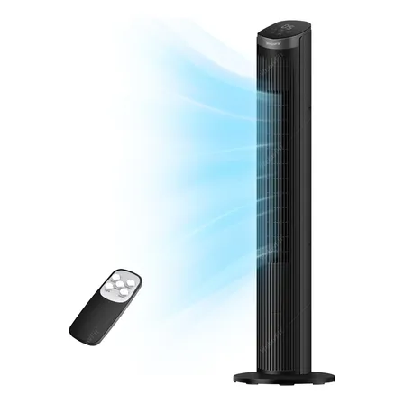 Ventilador De Torre Weluvfit Con Control Remoto 5 Velocidad Temporizador De 12 Horas Gris Plata Color Ventiladores Torre Para DormitorioCocinaOficina 30 Cm Negro Plástico