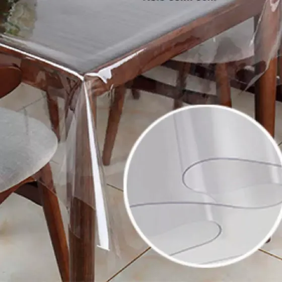 Toalha De Plástico Transparente Grossa Para Mesa Retangular 6 Lugares Impermeável Durável Resistente Capa Protetora 2mx1,4m Pvc 0,20