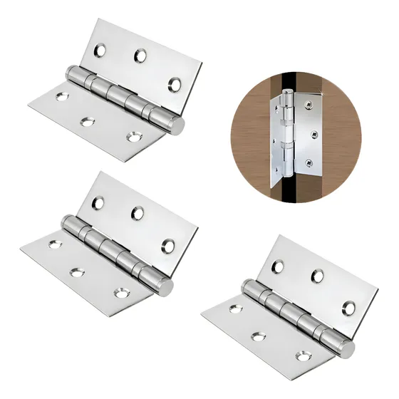Dobradiça Porta C/rolamento 3,5 X 3 Inox Polido 3pç