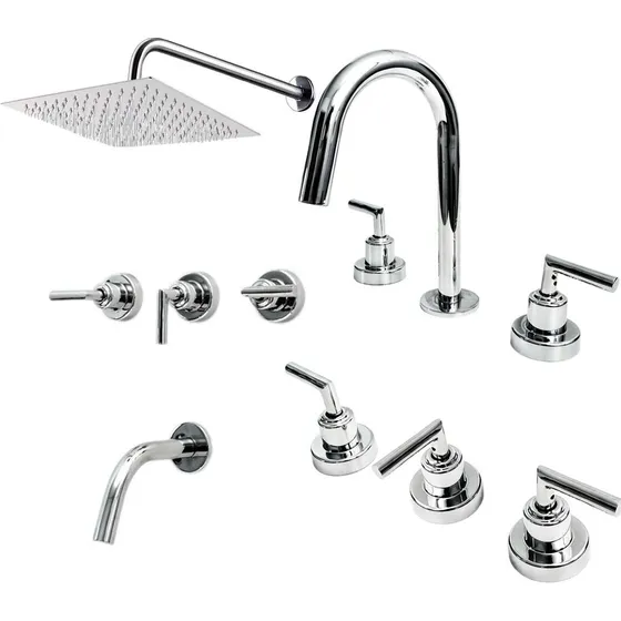 Combo Griferia Set Completo Aukan Lever Aqualaf Duchon 20x20