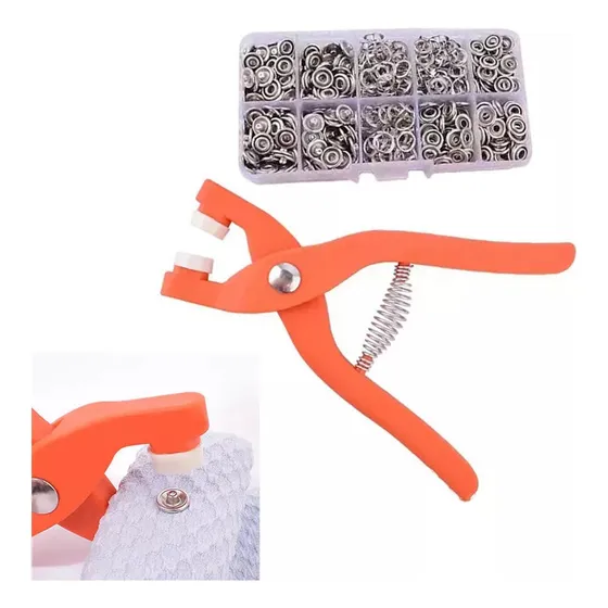 Kit 100 Botão De Pressão + Alicate Pregador + Caixa