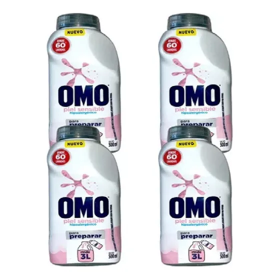 Omo 4 Pack Detergente Hipoalergénico Para Diluir 500ml