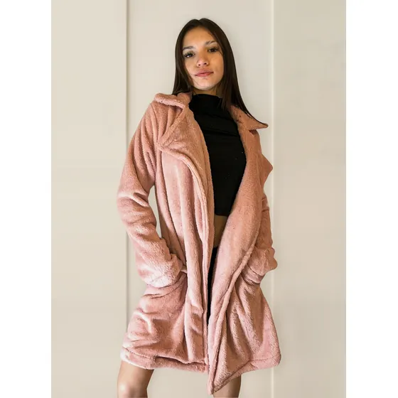 Tapado Saco Peluche Polar Bolsillo Mujer Bianca Sheli 2087