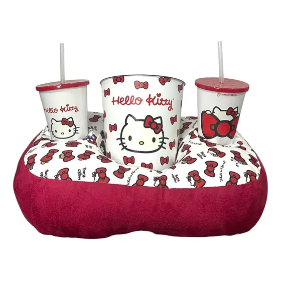 Kit Pipoca Almofada + Balde Pipoca + Copo Cinema Hello Kitty