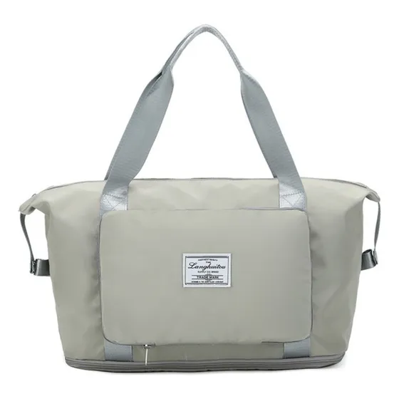 Bolsa Mala Viagem Academia Impermeável Expansiva Dobrável Cor Cinza