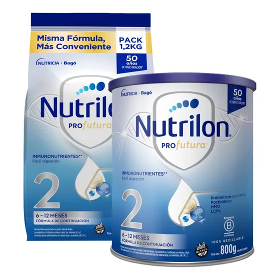 Nutrilon 2 Leche Maternizada Polvo Lata 800g + Refill 1,2kg