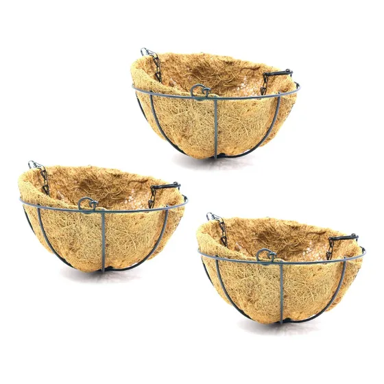Pack X 3 Maceta Colgante Fibra De Coco - Diámetro 26 Cm 