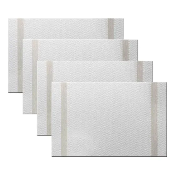 Set 4 Individuales Impermeables Diseño Aura Zeus Antimanchas Rectangular Camino Mesa Mantel Blanco Negro Redondos Color Elegante Hule Cuero Tela Nylon Resistente Diseños Plastico Circular - Blanco