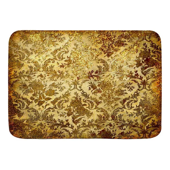 Tapete Baño Decorativo Color Beige Dorado Vintage Patron X