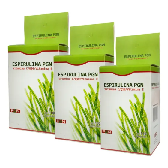 Espirulina Antioxidante Pgn Pack X 3 Cajas De 100 Capsulas