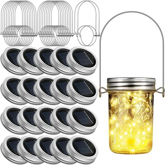 Hortsun 20 Tapa Luz Solar Para Tarro Mason 30 Led Hada Farol