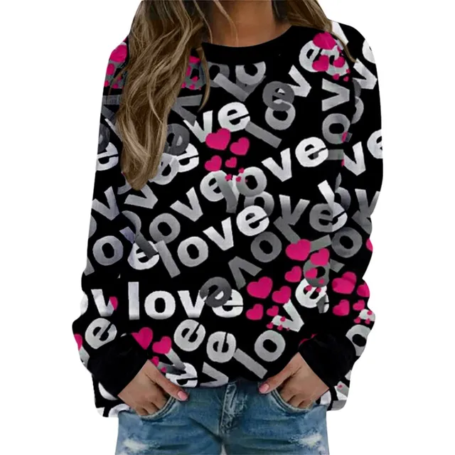 Top Estampado Amor Para Mujer Blusa Manga Larga Sudadera