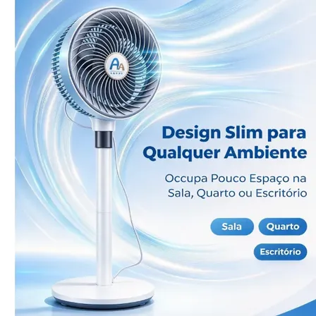 Ventilador Turbo 100w Potente 5 Pás Silencioso 2 Em 1 Coluna 27 Cm 50 Hz/60 Hz Branco 127v Cinza Plástico 5