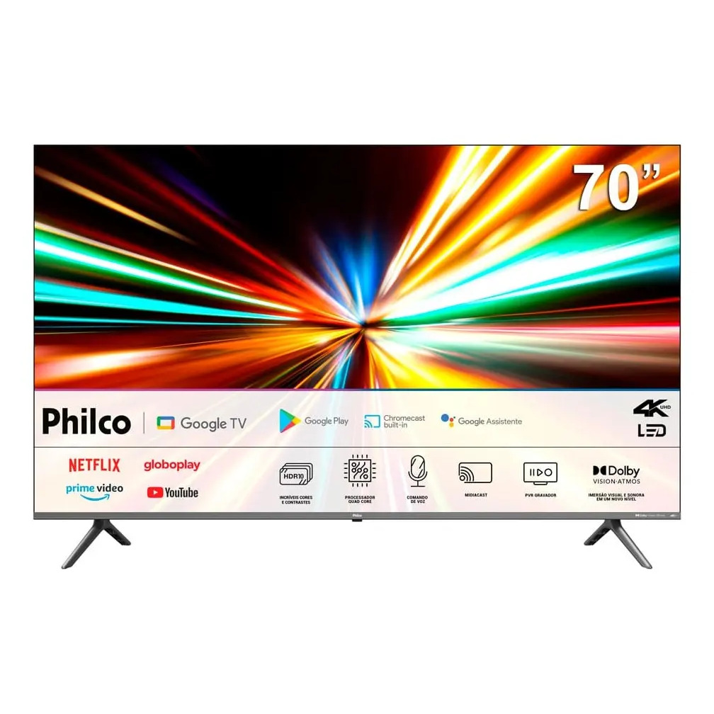 Smart TV Philco 70 polegadas 4K UHD Google TV PTV70G2SGSGB
