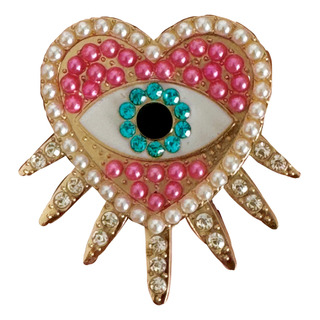 Parche Ojo Rosa Con Corazón De Pedrería Tamaño Chico Parche Ojo Rosa Con Corazón De Pedrería Tamaño Chico
