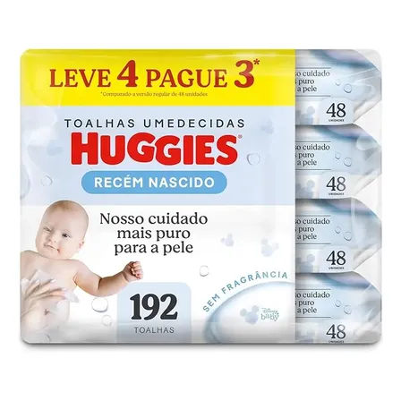 Lenços Umedecidos Huggies Recém Nascido Pack C/4 - 192 Un