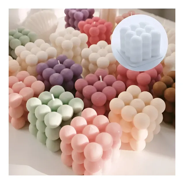 Molde De Silicona Vela Bubbles Burbujas Cubo 3d
