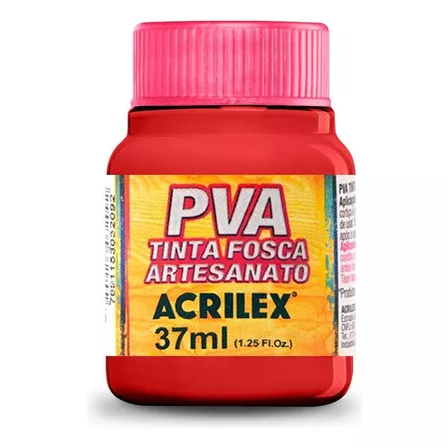 Tinta Pva Fosca Acrilex 37ml Para Artesanato Cores Diversas Cor Vermelho Vivo