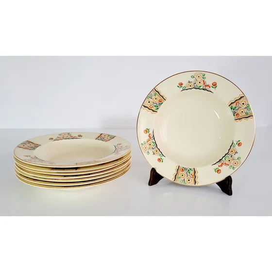 Platos Hondos Johnson Bros England En Loza 8u Antiguo Intact Blanco Floreado
