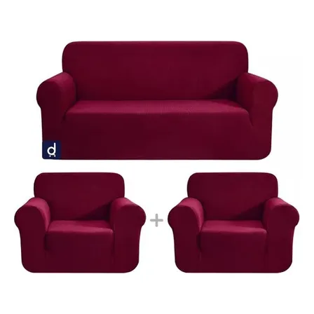 Cubre Sillon 3+1+1 Set Tela Cuadrilles