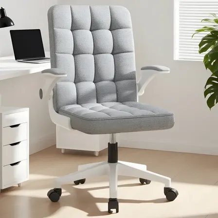 Silla De Tela Acolchada Apoyabrazos Ajustables Silla De Escritorio Ejecutiva Vidita Silla De Oficina Gamer Giratoria Ergonómica Color Gris