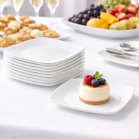 100 Prato Acrílico Quadrado Sobremesa Resistente 15cm Branco