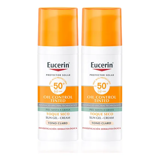 Eucerin Sun Toque Seco Color Claro Fps 50+ 50ml X2