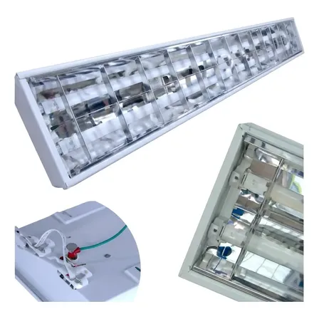 Kit 15 Luminária Teto Calha Sobrepor Lampada Tuboled T8 18w 127/220v Branco