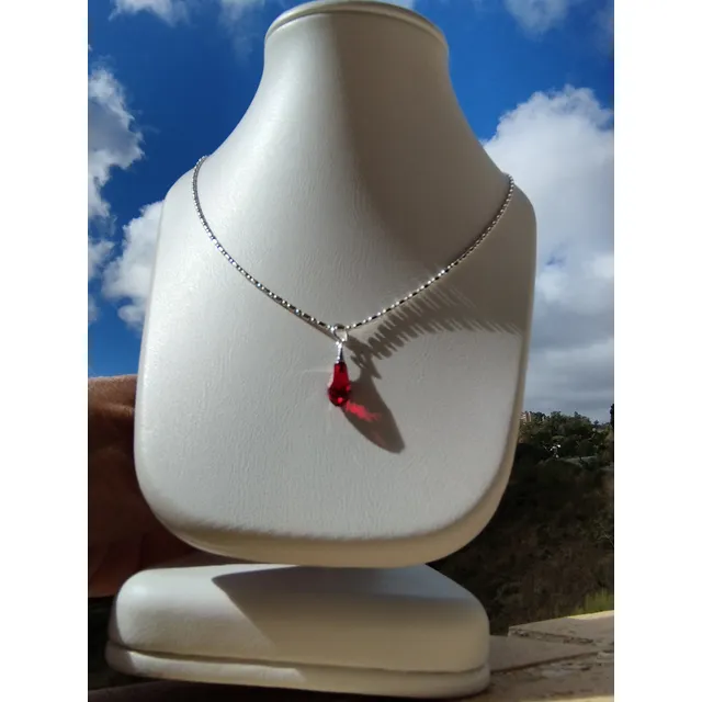 Dije Cristal Swarovski Con Su Cadena En Plata 925