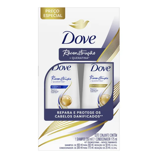 Dove Kit Reconstrução + Queratina Shampoo 350ml E Cond 175ml